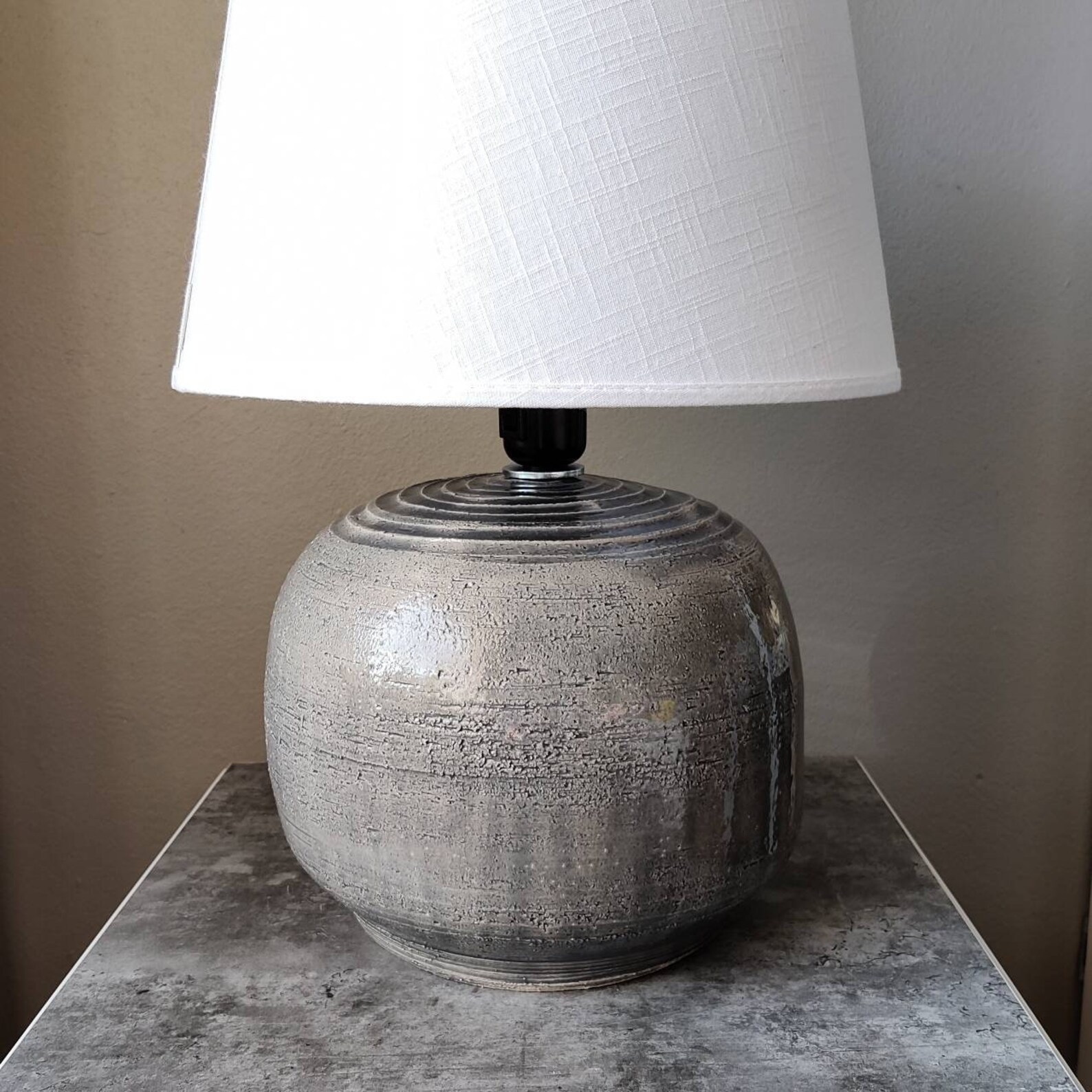 Hand made pottery table lamp. Ready to use in Europe or USA. Etsy