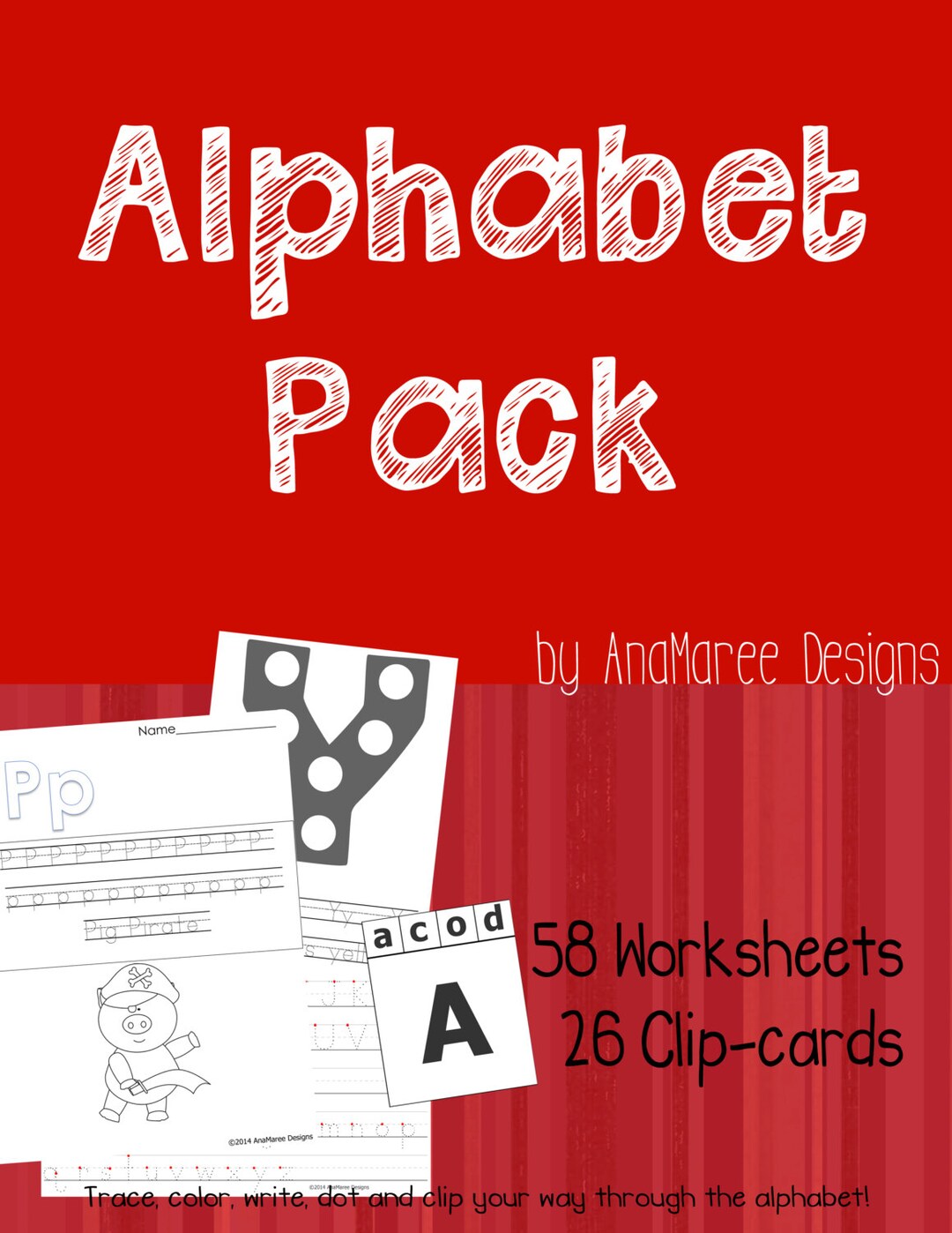 Homeschool Printable: Alphabet Pack 58 Worksheets and 26 Clip Cards - Etsy