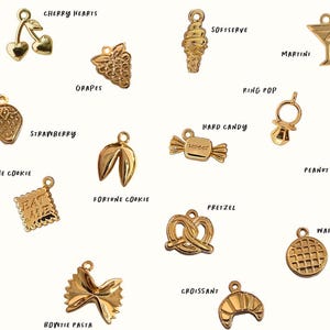 Single Jewelry Charms in Gold, Rose Gold, Silver (Cowboy Boot, Star, Cat, Croissant, Horseshoe, Heart, Bow, Pretzel, Dog, Heart, Key & more)