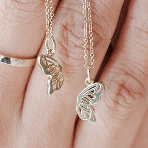 BFF Best Friend Butterfly Necklace Duo Set of 2, Gift for Bestie, Dainty Delicate Jewelry Gold, Rose Gold, or Silver - Honeycat