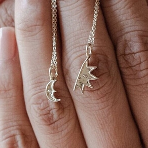 Best Friend BFF My Sun and Moon Duo Set of 2, Gift for Bestie, Dainty Delicate Jewelry Gold, Rose Gold, or Silver - Honeycat