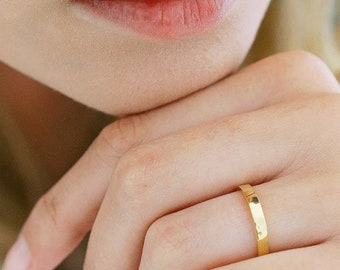 Hammered Boyfriend Ring   Minimalist, Delicate Jewelry   Gold, Rose Gold, or Silver by HONEYCAT Size 5, 6, 7, 8