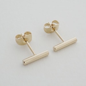 Midi Round Bar Earrings   Minimalist, Delicate Jewelry   Gold, Rose Gold, or Silver by Honeycat