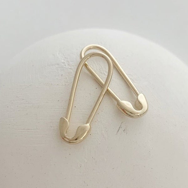 Mini Safety Pin Hoops in Gold, Rose Gold, or Silver   Minimalist, Delicate Jewelry by HONEYCAT