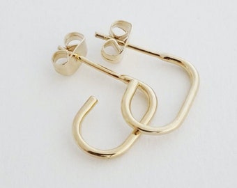 Paulette Oblong Hoops in Gold, Rose Gold, or Silver   Minimalist, Delicate Jewelry by HONEYCAT