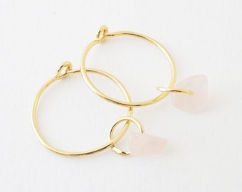 Wishing Crystal Hoop Earrings Minimalist, delicate sieraden goud, roségoud of zilver van HONEYCAT