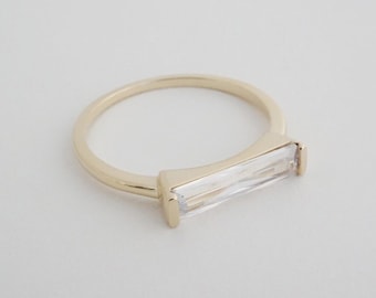 Lorena Crystal Baguette Ring   Minimalist, Delicate Jewelry    Gold, Rose Gold, or Silver by HONEYCAT Size 5, 6, 7, 8