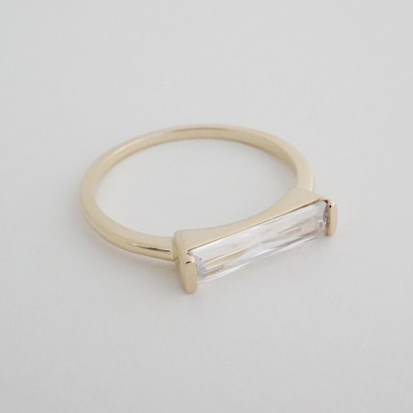 Lorena Crystal Baguette Ring   Minimalist, Delicate Jewelry    Gold, Rose Gold, or Silver by HONEYCAT Size 5, 6, 7, 8