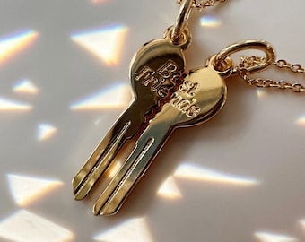 Conjunto de collares con llave de corazón para mejores amigas, collares a juego para 2, joyería de amistad, oro o plata.
