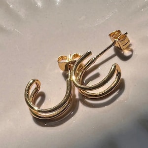 Double Hoop Earrings (Gold, Rose Gold, Silver) - Honeycat