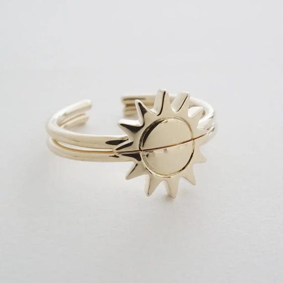 Duo di anelli BFF Sun to Sunset in oro, argento e oro rosa / Delicati gioielli da regalo minimalisti per tutti i giorni / Honeycat - Italia
