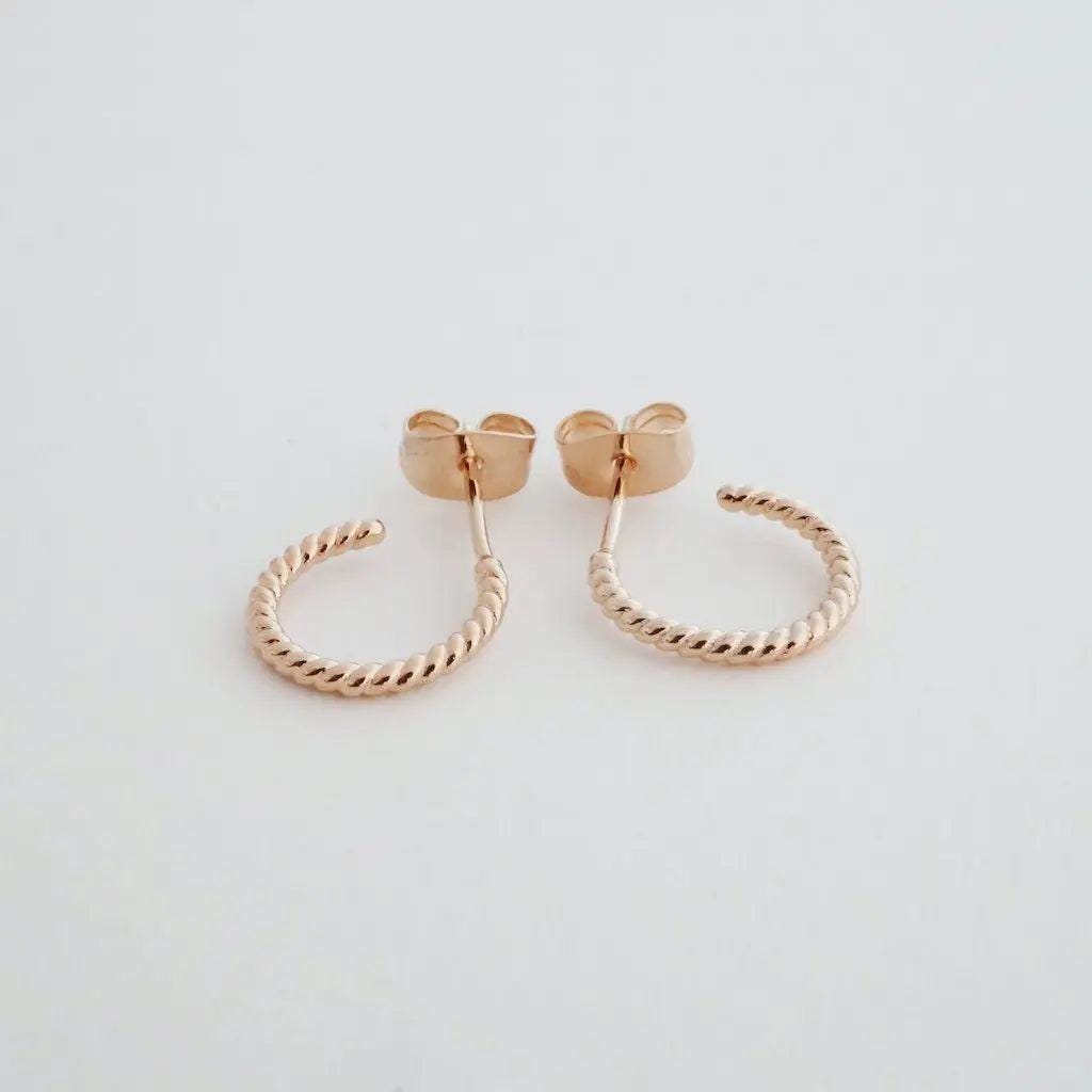 Orecchini a cerchio Huggie, oro 14k in oro, argento, oro rosa