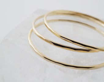 Super Skinny Hammered Stacking Ring Trio   Minimalist, Delicate Jewelry   Gold, Rose Gold, or Silver by HONEYCAT Size 5, 6, 7, 8