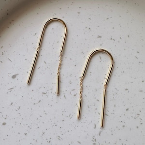 Duo d'oreilles Threader (Or, argent, or rose) | Bijoux minimalistes délicats pour tous les jours | Chat miel