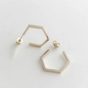 Hexagon Hoops in Gold, Silver, Rose Gold | Dainty Minimalist Everyday Gift Jewelry |  Honeycat