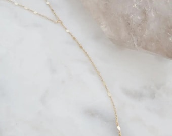 Dottie Chain Lariat in Gold, Silver, Rose Gold | Dainty Minimalist Everyday Gift Jewelry | Honeycat