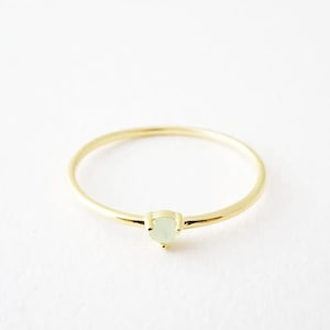 Dainty Jade Solitaire Ring, Minimalist Stacking Jewelry
