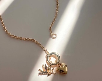 Charm Holder Necklace, Charm Enhancer Necklace, Gold or Silver (holds multiple charms) - Honeycat