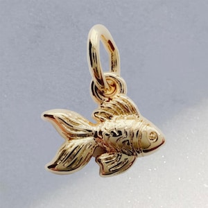 Tiny Puffy Goldfish Charm in Gold, Rose Gold, Silver