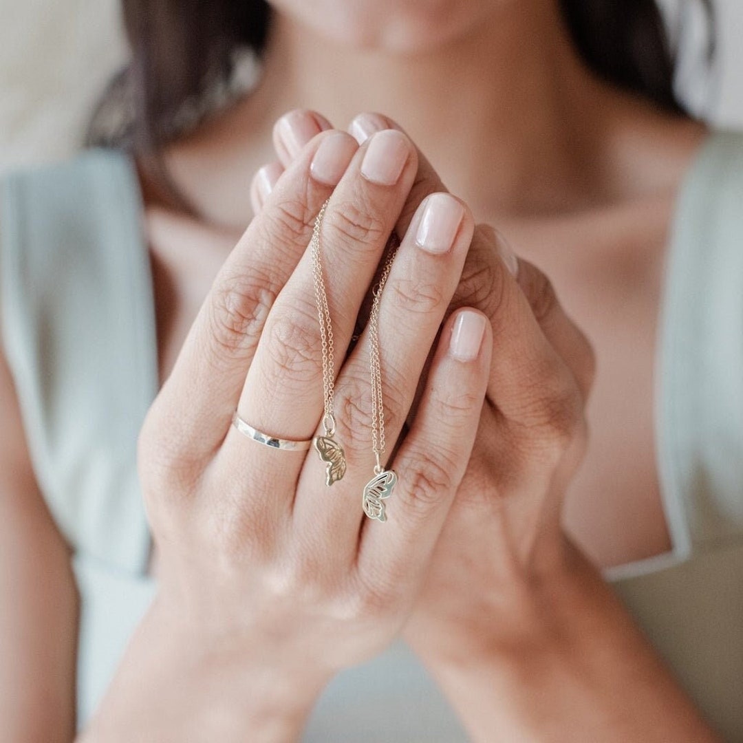 BFF Best Friend Butterfly Necklace Duo Set Minimalist Etsy