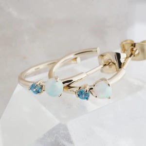 Sky and Sea Hoops in Gold, Silver, Rose Gold | Dainty Minimalist Everyday Gift Jewelry |  Honeycat