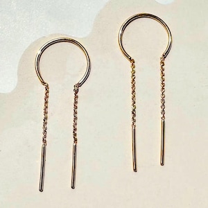 Threader Chime Earrings in Gold, Silver, Rose Gold | chain pull through earrings | Dainty Minimalist Everyday Gift Jewelry | Honeycat