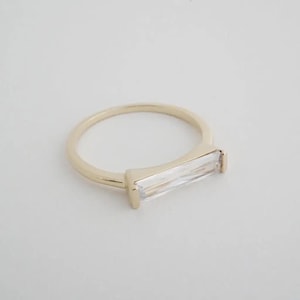 Lorena Baguette Ring in Gold, Silver, Rose Gold | Dainty Minimalist Everyday Gift Jewelry |  Honeycat