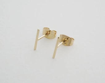 Skinny Midi Middle Bar Earrings - 5mm, 10mm | gold, silver, rose gold