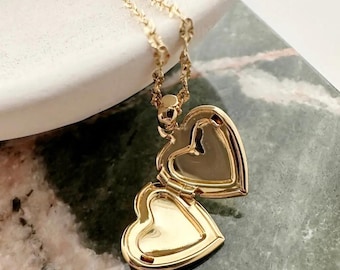 Mini Heart Photo Locket Pendant Necklace | Gold, Rose Gold, Silver