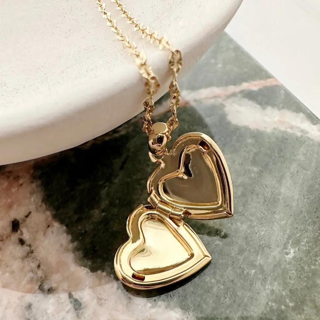 Mini Heart Photo Locket Pendant Necklace Gold, Rose Gold, Silver
