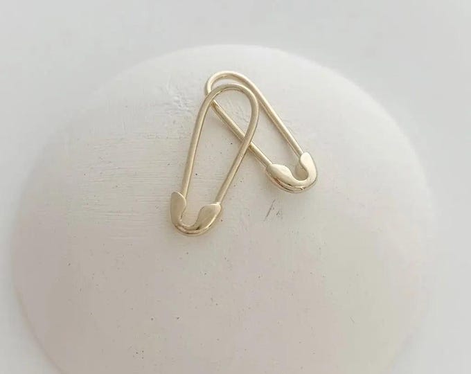 Mini Safety Pin Hoops in Gold, Silver, Rose Gold | Dainty Minimalist Everyday Gift Jewelry | Honeycat