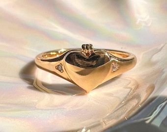 Anillo con medallón para foto en forma de corazón en oro, plata y oro rosa / Joyería minimalista y delicada para el día a día / Honeycat