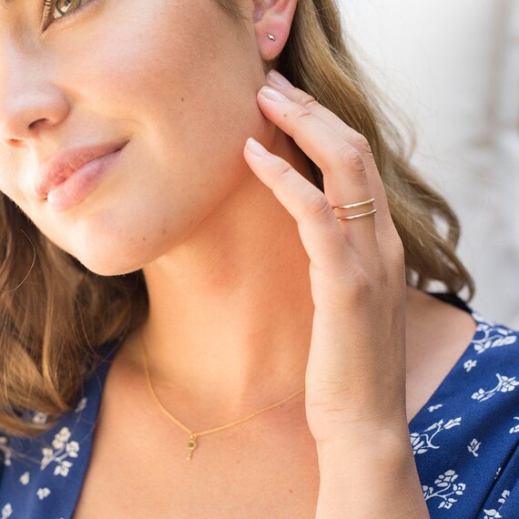 HONEYCAT Tiny Baguette Crystal Ring – Delicate Gold, Rose Gold, Or Sterling Silver Plated Minimalist Ring