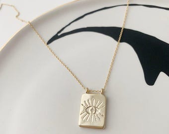 Evil Eye Pendant Necklace - Final Sale in Gold, Silver, Rose Gold | Dainty Minimalist Everyday Gift Jewelry | Honeycat