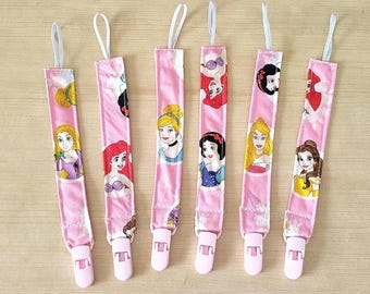 Princess theme Pacifier Clips. sold separately or as a set. handmade.