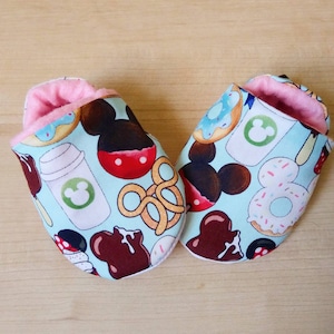 Theme park Treats inspired Baby Booties. Size newborn to US 7.