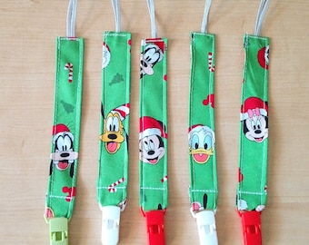 Christmas Mouse Baby Pacifier Clips. Handmade. Sold separately or as a set.