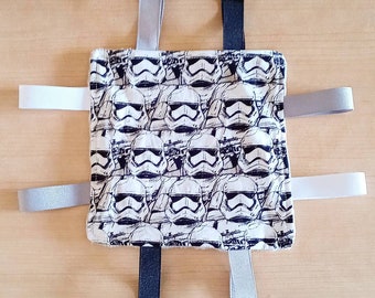 Stormtrooper inspired Baby crinkle toy. 6 x 6 size. Handmade.