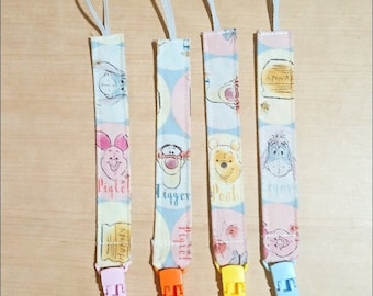 Winnie inspired Baby Pacifier Clips. Handmade. Sold separately or as a set