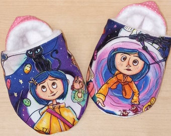 Coraline  Inspired Baby Booties. Newborn to size US 6c