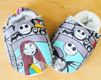 Jack and Sally Inspired Baby Booties. Newborn to US 6
