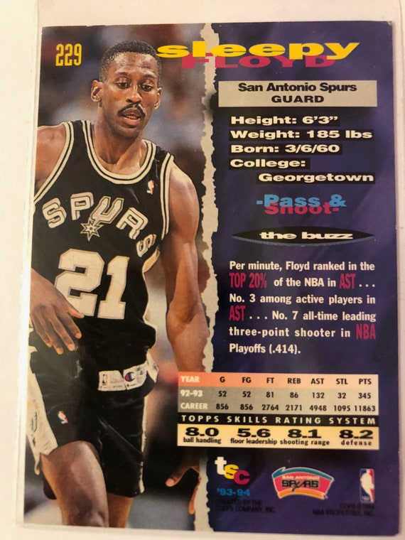 Sleepy Floyd 92 93 Topps Stadium Club Basketball Card 229 San Antonio Spurs Guard