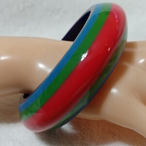 Vintage SMALL Pink, Green, Blue, Striped Lucite Bangle Bracelet
