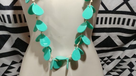 Vintage Turquoise Blue/Green Long Pendant Necklace - image 5