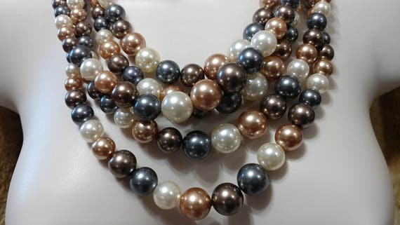 Statement 5 Strand Multi Colored Lucite/Resin Fau… - image 4