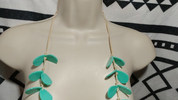 Vintage Turquoise Blue/Green Long Pendant Necklace - image 3