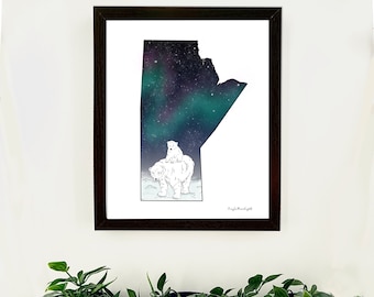 Niedźwiedź polarny zorza polarna Manitoba Wydruk