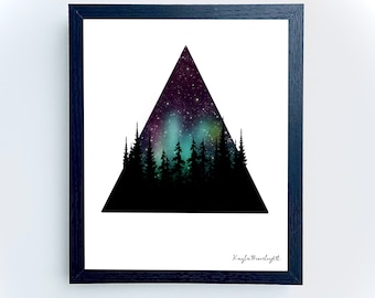Trójkąt / zorza polarna / dzieło sztuki / cyfrowe / rękodzieło / wystrój domu