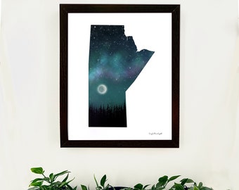 Manitoba Pełnia Księżyca Droga Mleczna Wydruk