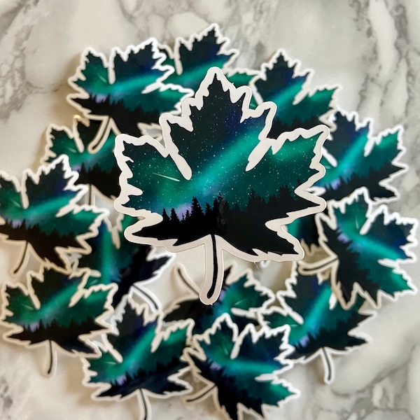 Canada Maple Leaf Northern Lights Sticker Decal